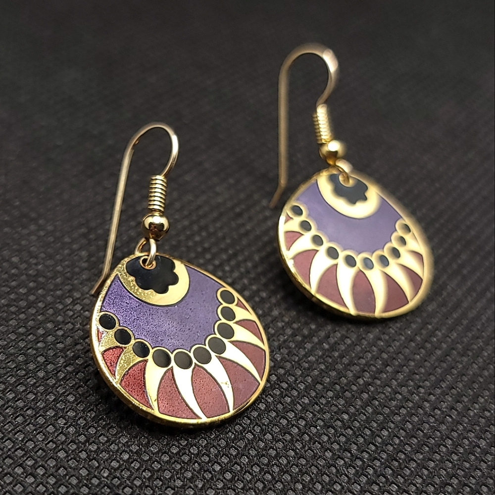 Vintage Cloisonne Earrings | Samuel Huang Gold Filled Earwire